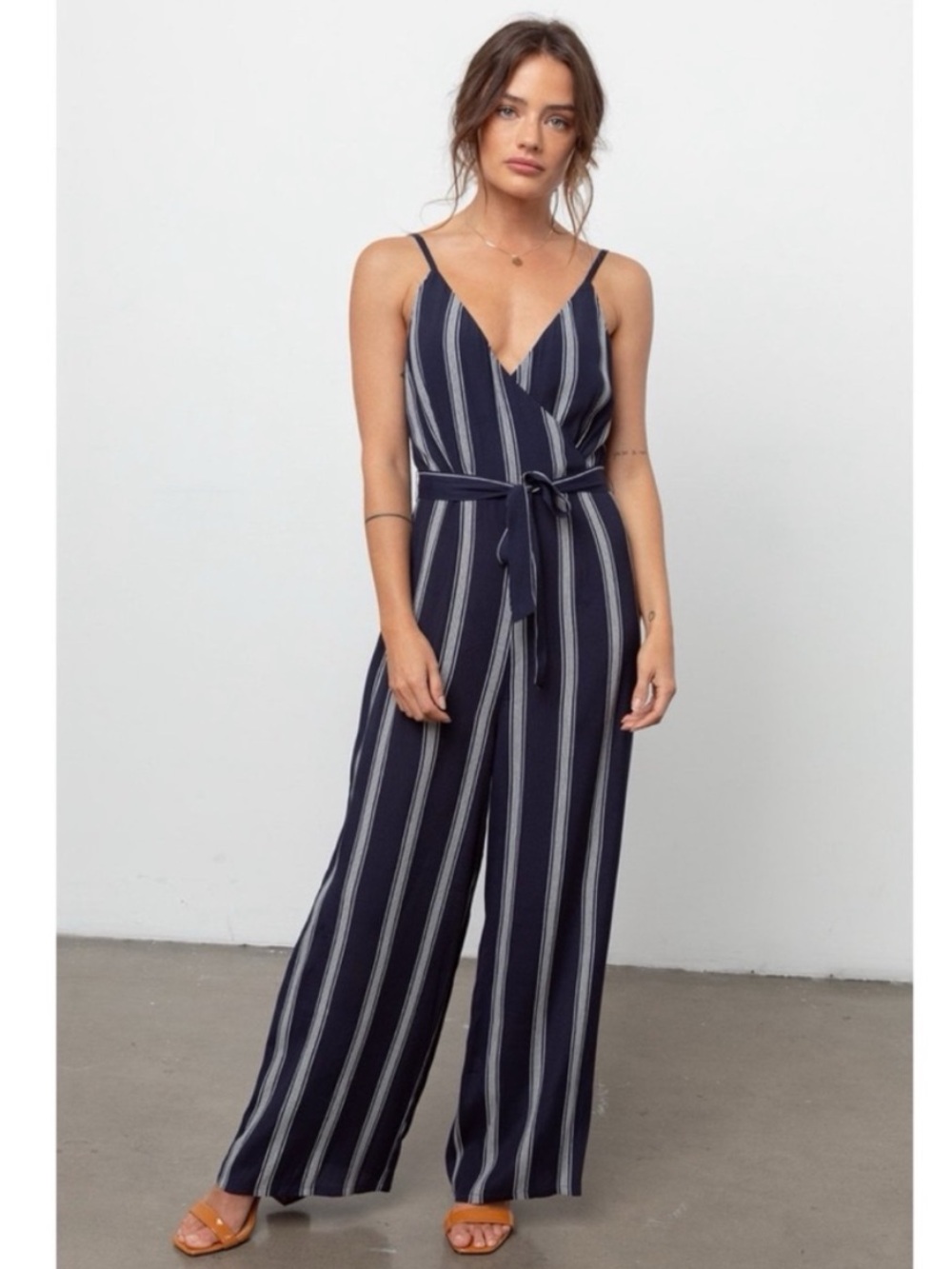 Rails Navy Striped Jumpsuit